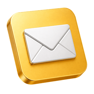 Decorative element with a 3D mail envelope icon on the contact us page