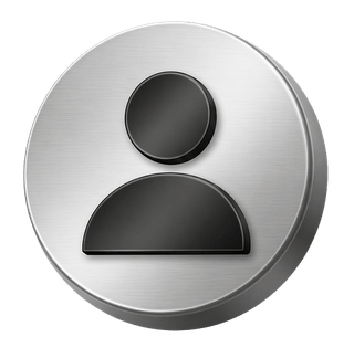 Decorative element on FAQ page showing a 3D silver user avatar icon