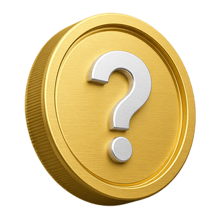 Decorative FAQ page element showing a 3D gold coin with a question mark